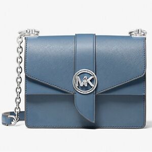 MICHAEL KORS Greenwich Blue Saffiano Leather Crossbody Bag Shoulder Bag